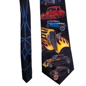Old Cabot Village Hot Rods Car Neck Tie Vintage 1997 Colorful
